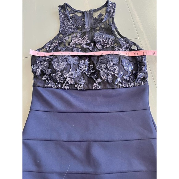 Cocktail/prom navy blue sequin and lace Women's size 3 - Picture 4 of 11